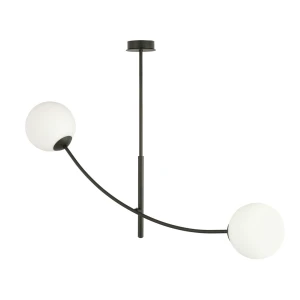 Lampa sufitowa Hunter czarny / klosz biały 2x E14 - Emibig