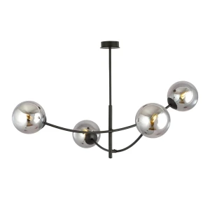 Lampa sufitowa Hunter czarny / klosz grafitowy 4x E14 - Emibig