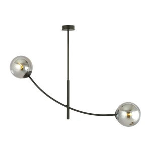 Lampa sufitowa Hunter czarny / klosz transparentny,czarny 2x E14 - Emibig