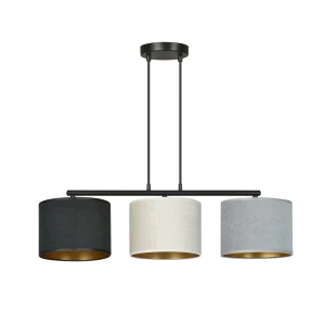 Lampa wisząca Hilde czarny / klosz czarny/szary/biały 3x E27 - Emibig