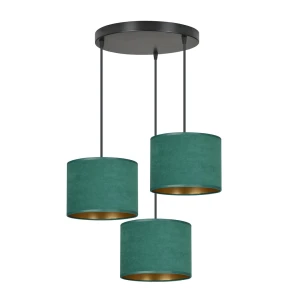 Lampa wisząca Hilde czarny / klosz zielony 3x E27 - Emibig