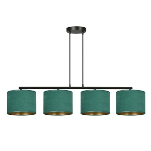 Lampa wisząca Hilde czarny / klosz zielony 4x E27 - Emibig