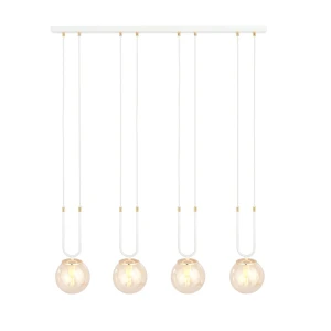 Lampa wisząca Glam biały / klosz miodowy 4x E14 - Emibig