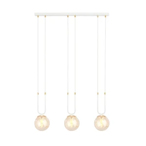 Lampa wisząca Glam biały / klosz miodowy 3x E14 - Emibig