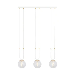 Lampa wisząca Glam biały / klosz transparentny 3x E14 - Emibig