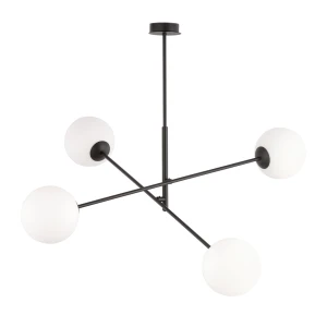 Lampa sufitowa Linear czarny / klosz biały 4x E14 - Emibig
