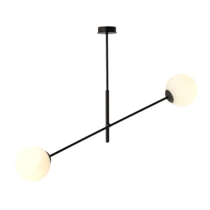 Lampa sufitowa Linear czarny / klosz biały 2x E14 - Emibig