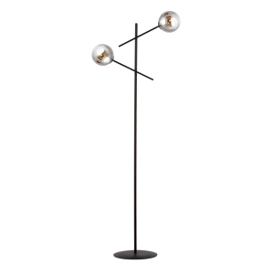 Lampa podłogowa Linear czarny / klosz grafitowy 2x E14 - Emibig