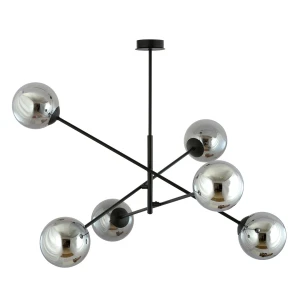 Lampa sufitowa Linear czarny / klosz grafitowy 6x E14 - Emibig
