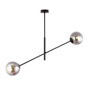 Lampa sufitowa Linear czarny / klosz grafitowy 2x E14 - Emibig