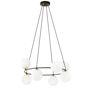 Lampa wisząca Azura czarny,złoty / klosz biały 7x E14 - Emibig