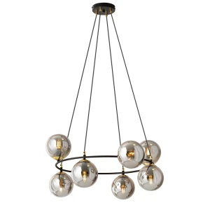 Lampa wisząca Azura czarny,złoty / klosz grafitowy 7x E14 - Emibig