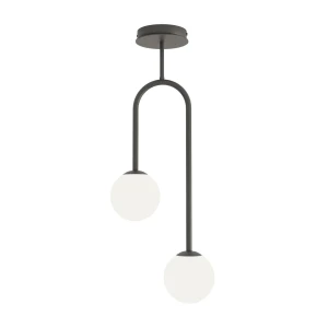 Lampa sufitowa Atria czarny / klosz biały 2x E14 - Emibig