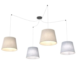 Lampa wisząca Ascot czarny / klosz szary, beżowy 4x E27 - Emibig