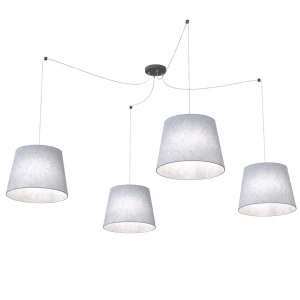 Lampa wisząca Ascot czarny / klosz szary 4x E27 - Emibig