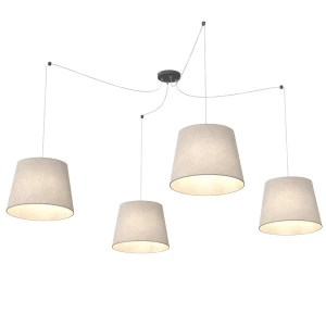 Lampa wisząca Ascot czarny / klosz beżowy 4x E27 - Emibig