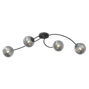 Lampa sufitowa Vibra czarny / klosz grafitowy 4x E14 - Emibig
