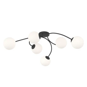 Lampa sufitowa Vibra czarny / klosz biały 6x E14 - Emibig