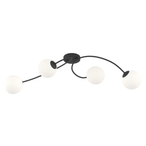 Lampa sufitowa Vibra czarny / klosz biały 4x E14 - Emibig