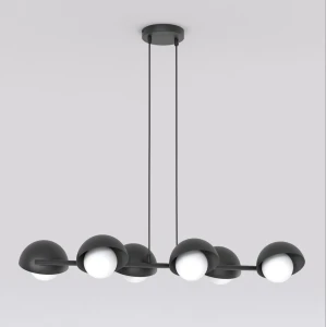 Lampa wisząca Boom czarny / klosz biały 6x G9 - Emibig