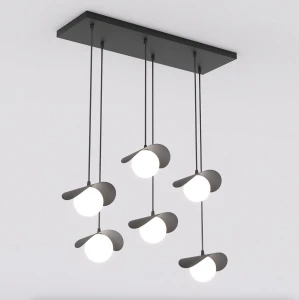 Lampa wisząca Ritual czarny / klosz biały 6x G9 - Emibig