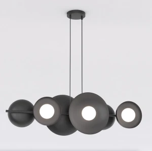 Lampa wisząca Volum czarny / klosz biały 6x G9 - Emibig