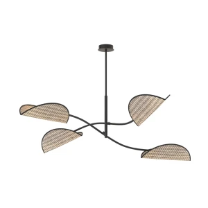 Lampa sufitowa LOTUS 4 BL NATURAL 4xE14 czarno-brązowa 1463/4 Emibig