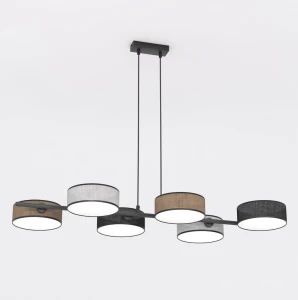 Lampa wisząca Drumz czarny, brązowy, szary 6x E14 - Emibig
