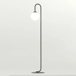 Lampa podłogowa Flor czarny / klosz biały 1x E14 - Emibig