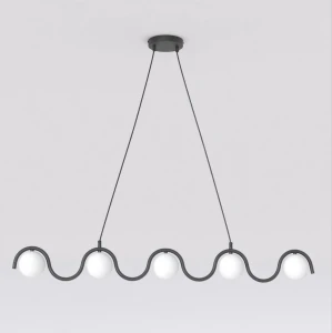 Lampa wisząca Sinus czarny / klosz biały 5x G9 - Emibig