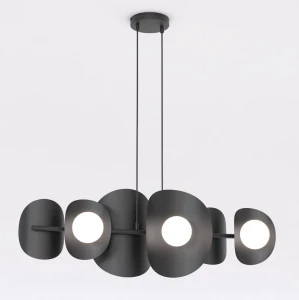 Lampa wisząca Elementi czarny / klosz biały 6x G9 - Emibig