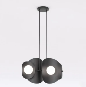 Lampa wisząca Elementi czarny / klosz biały 4x G9 - Emibig