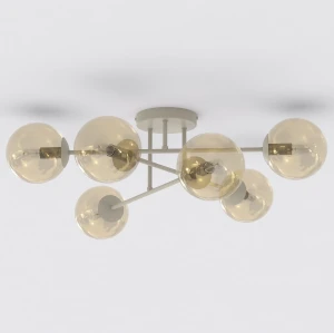 Lampa wisząca Roma beżowy / klosz miodowy 6x E14 - Emibig