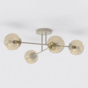 Lampa wisząca Roma beżowy / klosz miodowy 4x E14 - Emibig