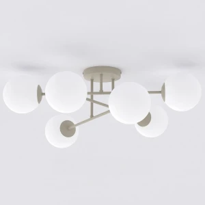 Lampa wisząca Roma beżowy / klosz biały 6x E14 - Emibig