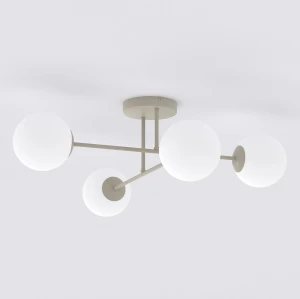 Lampa wisząca Roma beżowy / klosz biały 4x E14 - Emibig