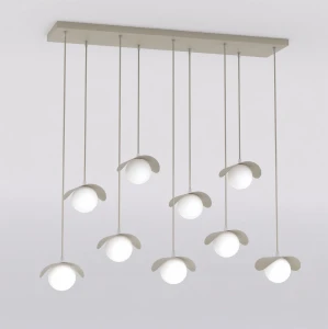 Lampa wisząca Ritual beżowy / klosz biały 9x G9 - Emibig