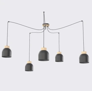 Lampa wisząca Kru czarny 5x E27 - Emibig