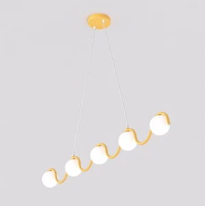 Lampa wisząca Sinus pomarańczowy / klosz biały 5x G9 - Emibig