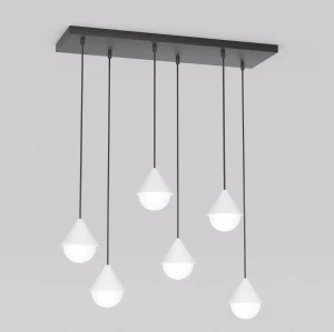 Lampa wisząca Giro czarny / klosz biały 6x G9 - Emibig