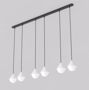 Lampa wisząca Giro czarny / klosz biały 6x G9 - Emibig