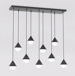 Lampa wisząca Giro czarny / klosz biały 9x G9 - Emibig