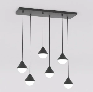 Lampa wisząca Giro czarny / klosz biały 6x G9 - Emibig