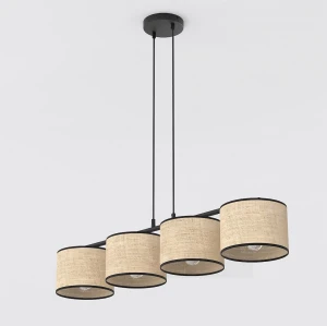 Lampa wisząca Eco czarny / klosz brązowy 4x E27 - Emibig