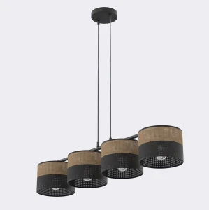 Lampa wisząca Karbon czarny / klosz brązowy 4x E27 - Emibig
