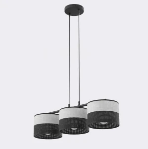 Lampa wisząca Karbon czarny / klosz szary 3x E27 - Emibig
