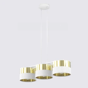 Lampa wisząca Lux biały / klosz złoty 3x E27 - Emibig