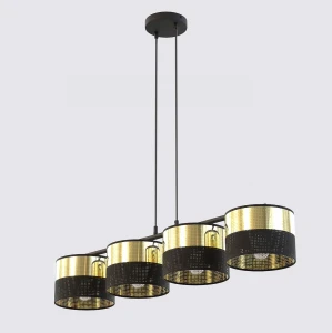 Lampa wisząca Lux czarny / klosz złoty 4x E27 - Emibig