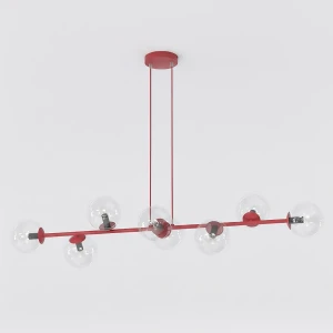Lampa wisząca Magnus burgundowy / klosz transparentny 8x E14 - Emibig