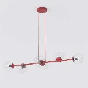 Lampa wisząca Magnus burgundowy / klosz transparentny 6x E14 - Emibig